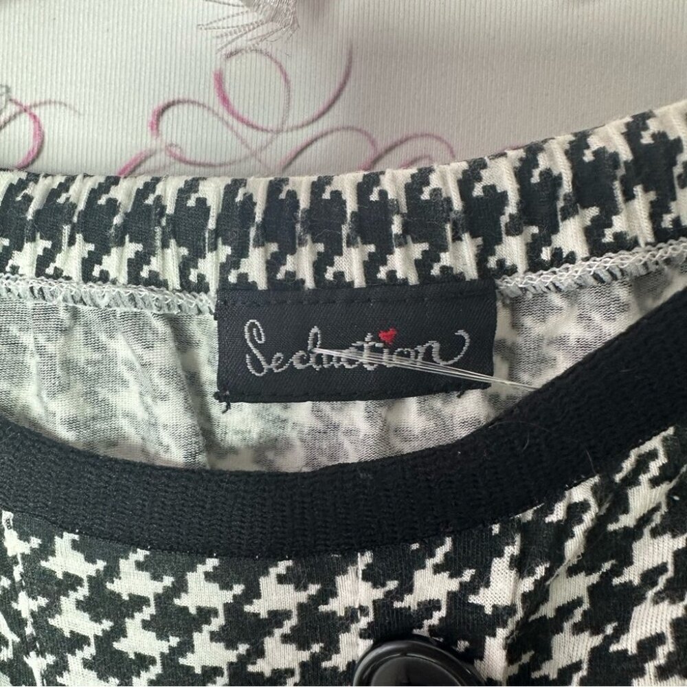 Seduction tube top houndstooth black white pin up girl button tank top y2k - Picture 3 of 5